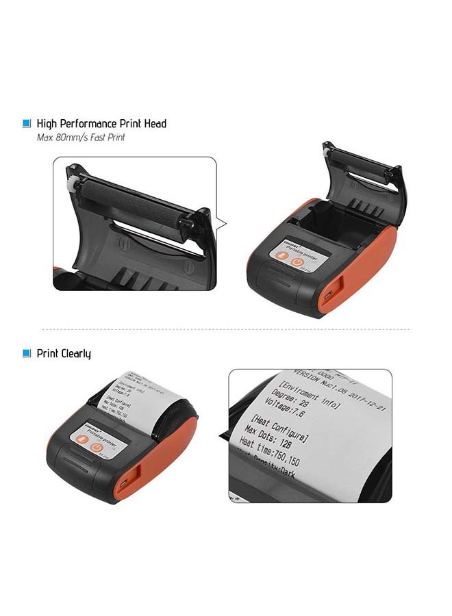 Wireless Portable Printer Orange/Black