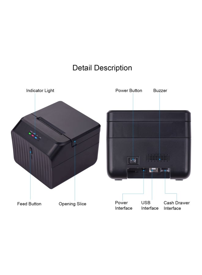 Thermal Label Receipt Printer Black