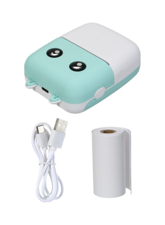 Wireless Pocket Printer With Printing Paper Roll And Charging Cable Blue/White