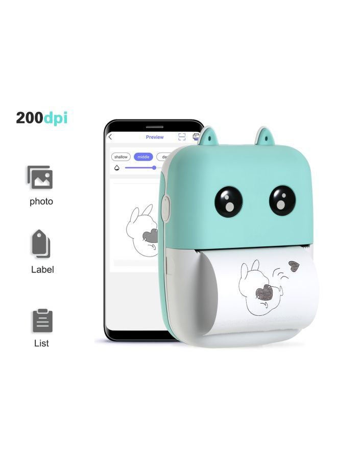 Wireless Pocket Printer With Printing Paper Roll And Charging Cable Blue/White