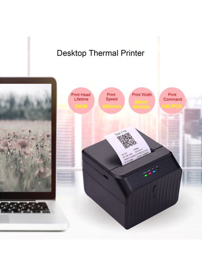 Desktop Thermal Receipt Printer 4.3x3.5x4.5inch Black