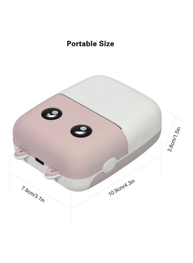 Wireless Pocket Printer With Printing Paper Roll And Charging Cable Pink/White