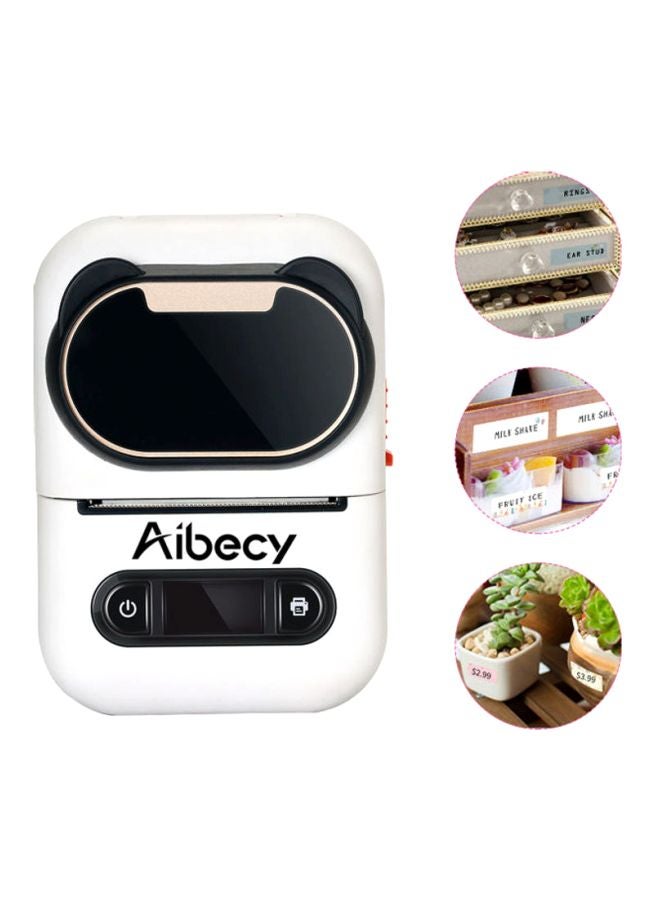 Portable Thermal Label Printer 12x8.6x6.1cm White/Black