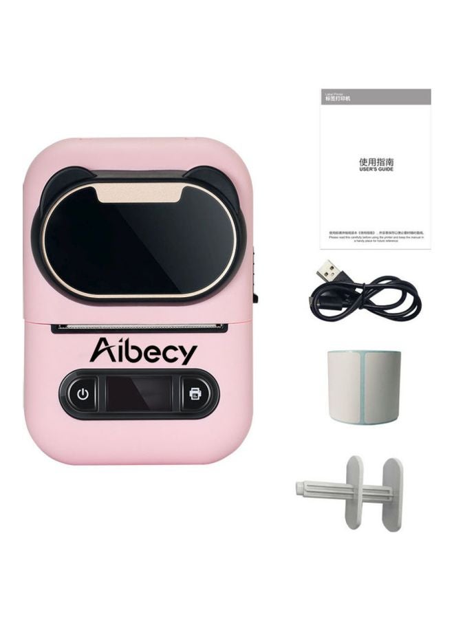 Portable Thermal Label Printer Black/Pink/Grey