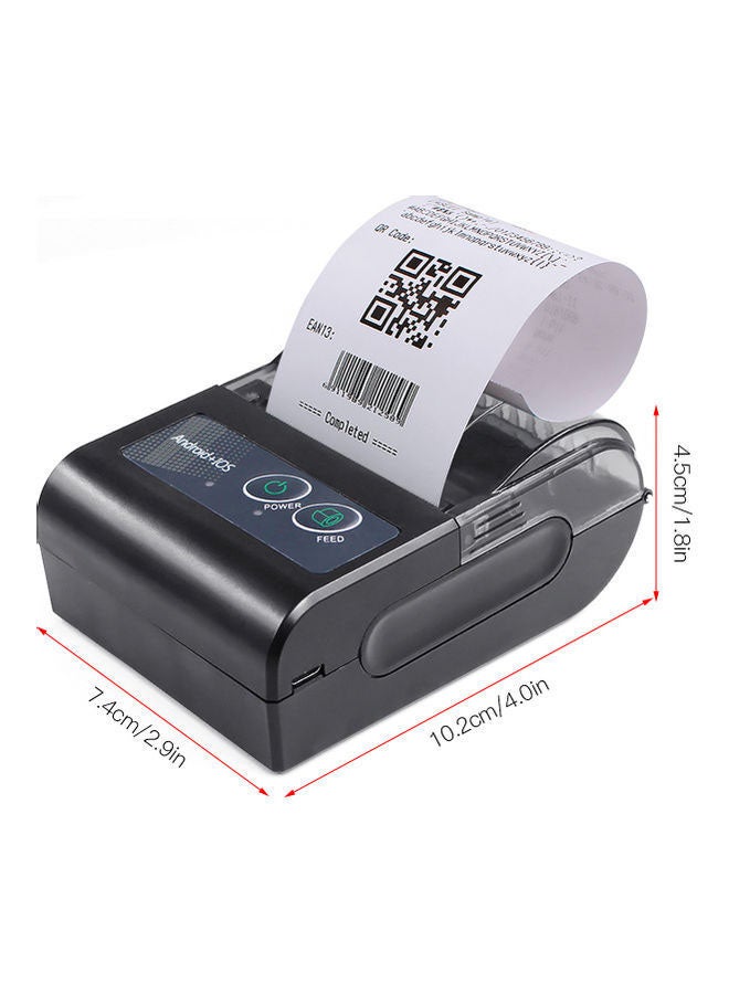 Mini Portable Thermal Wireless Receipt Printer With USB And Bluetooth Black