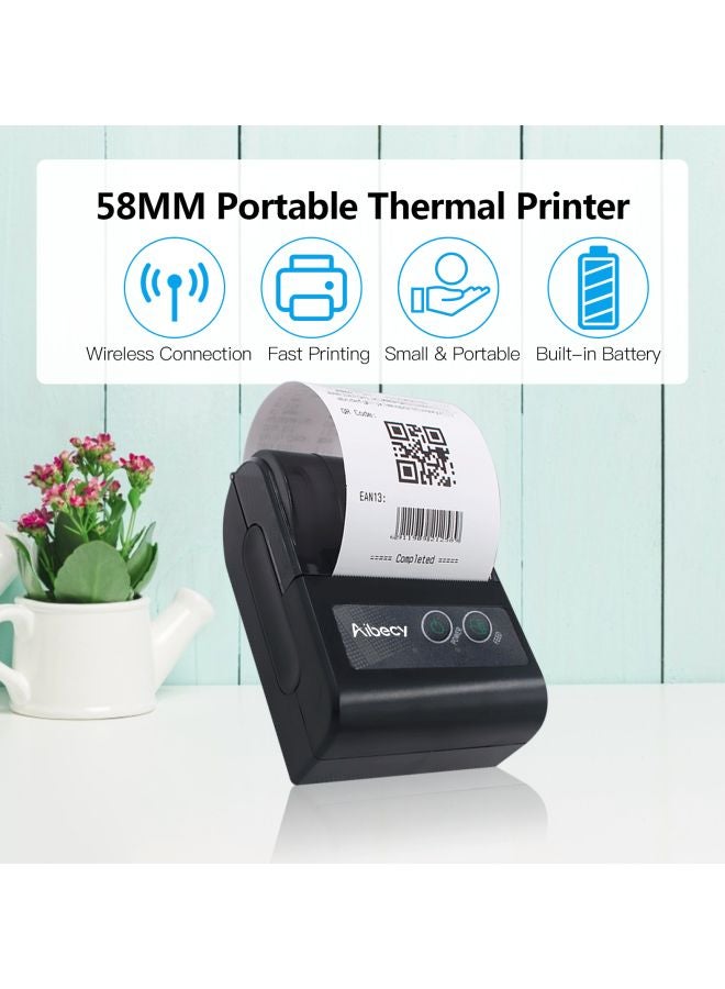 Mini Portable Thermal Printer 10.2x4.5x7.4cm Black