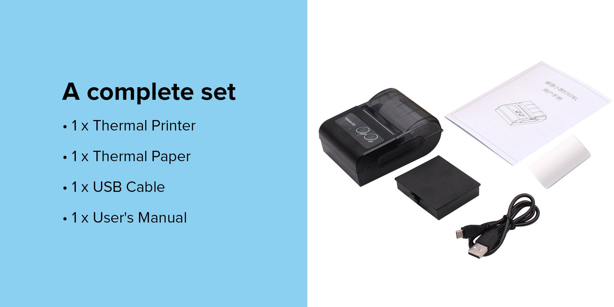 Mini Portable Thermal Printer Black