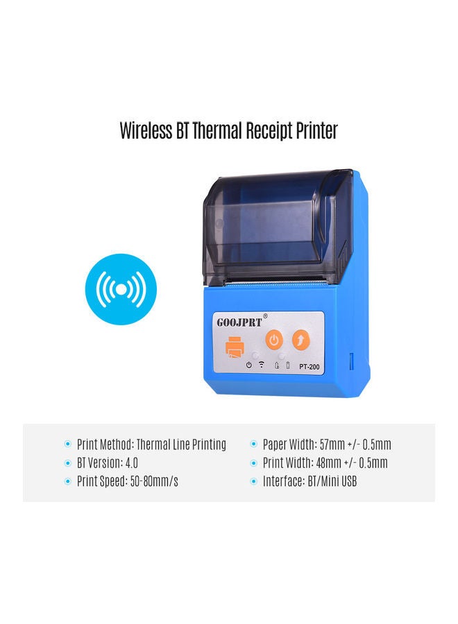 Portable USB Bluetooth Connection Thermal Receipt Printer Blue
