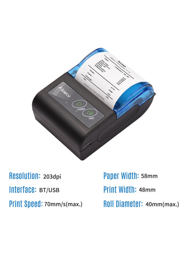 Portable Mini Thermal Printer Black