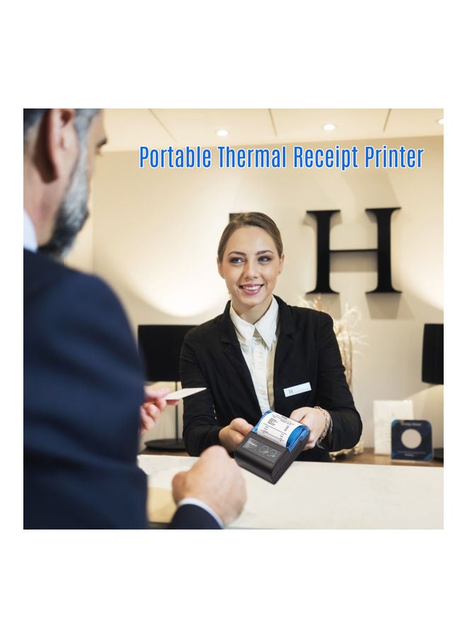 Portable Mini Thermal Wireless USB Receipt Bill Ticket Printer Compatible with iOS Android Windows Black/Blue