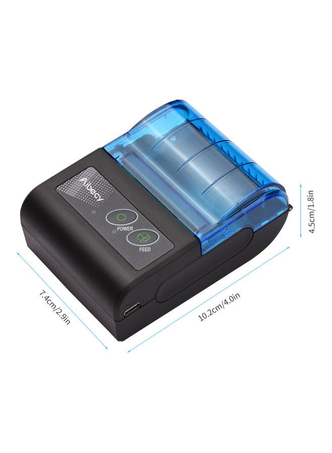 Portable Mini Thermal Wireless USB Receipt Bill Ticket Printer Compatible with iOS Android Windows Black/Blue