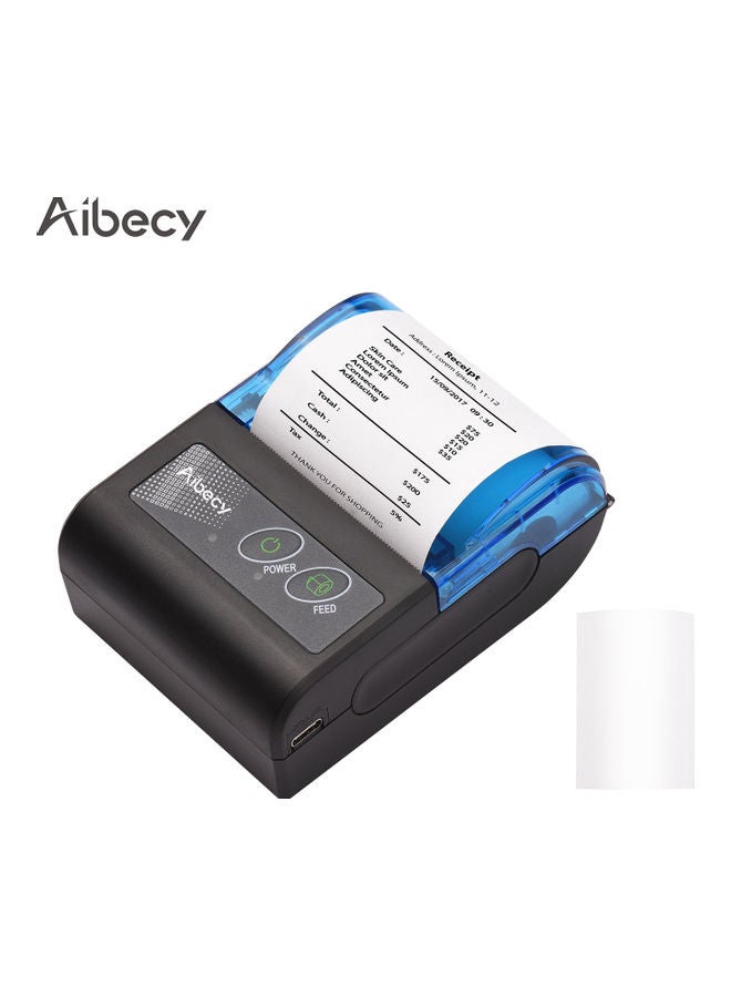 Portable Mini Thermal Wireless USB Receipt Bill Ticket Printer Compatible with iOS Android Windows Black/Blue