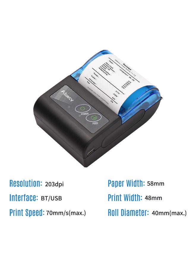 Portable Mini Thermal Wireless USB Receipt Bill Ticket Printer Compatible with iOS Android Windows Black/Blue
