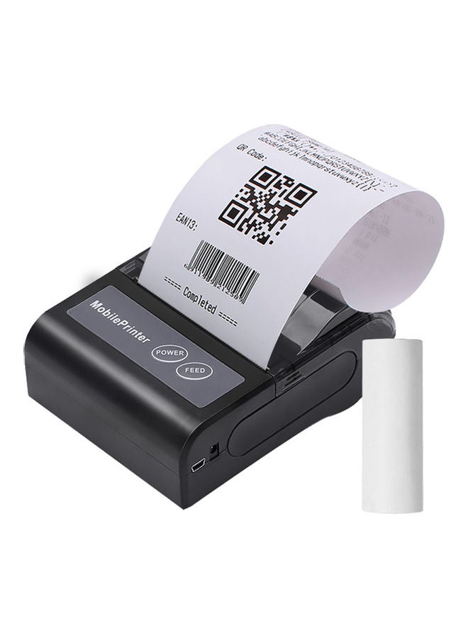 Portable BT Thermal Receipt Printer with Rechargeable Battery Support ESC/POS Black