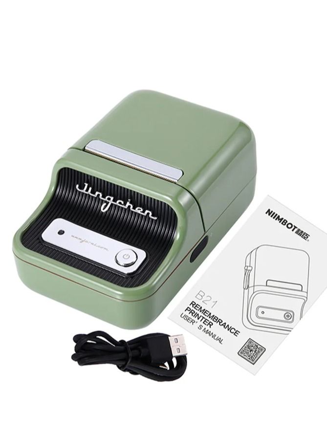 Portable Wireless BT Thermal Label Printer With RFID Recognition Avocado Green