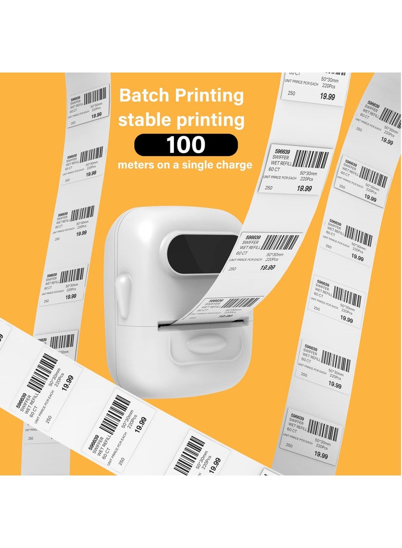 Label Maker Machine with Tape Barcode Label Printer Mini Portable Bluetooth Thermal Labeler for Address Clothing Jewelry Retail Barcode Small (White  1 Roll Label)