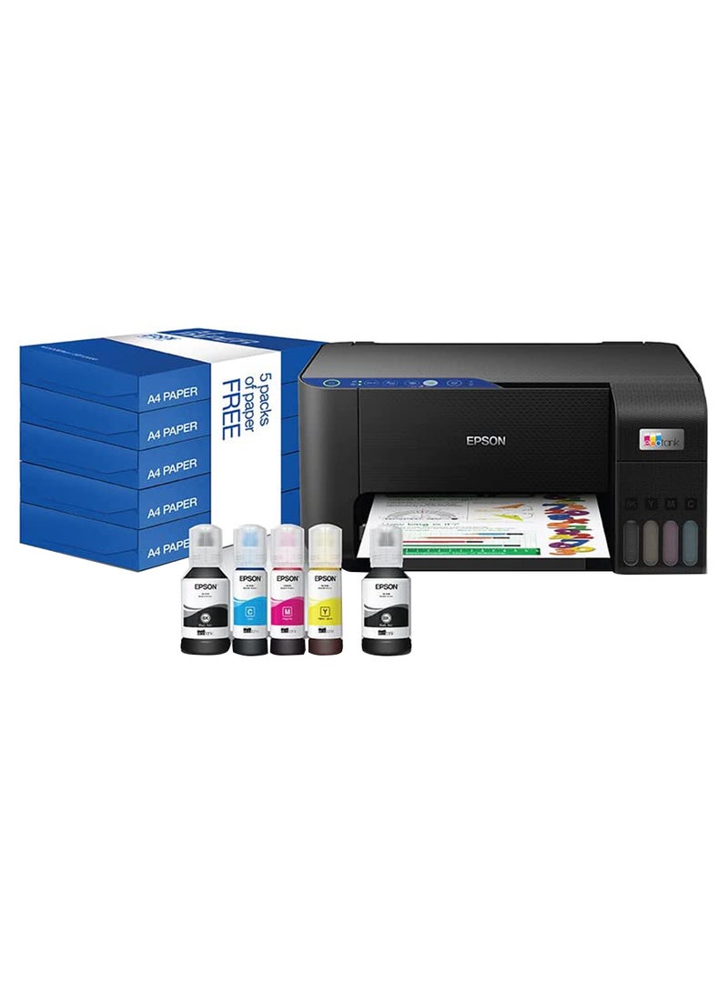 EcoTank L3251, 3-In-1 Home Printer With Wifi And SmartPanel + Business Paper (80g, 2500 Sheets) Black