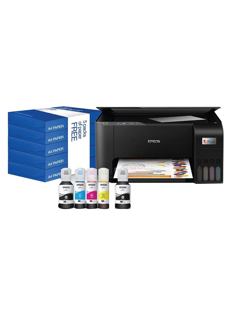 EcoTank L3210, 3-In-1 Home Printer With And SmartPanel + Business Paper (80g, 2500 Sheets) Black