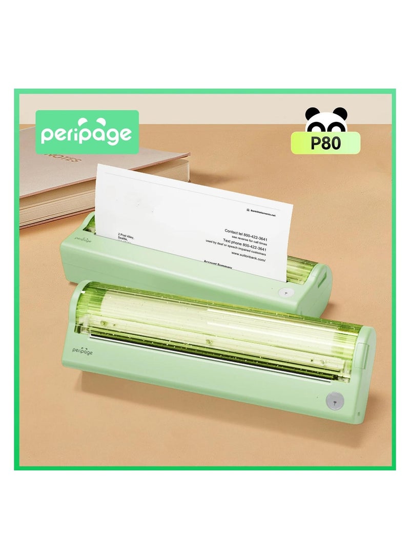 PeriPage P80 Mini Portable A4 Thermal Printer Support 2''/3''/4''/216mm Width Paper Inkless Wireless Mobile PDF Photo Printer