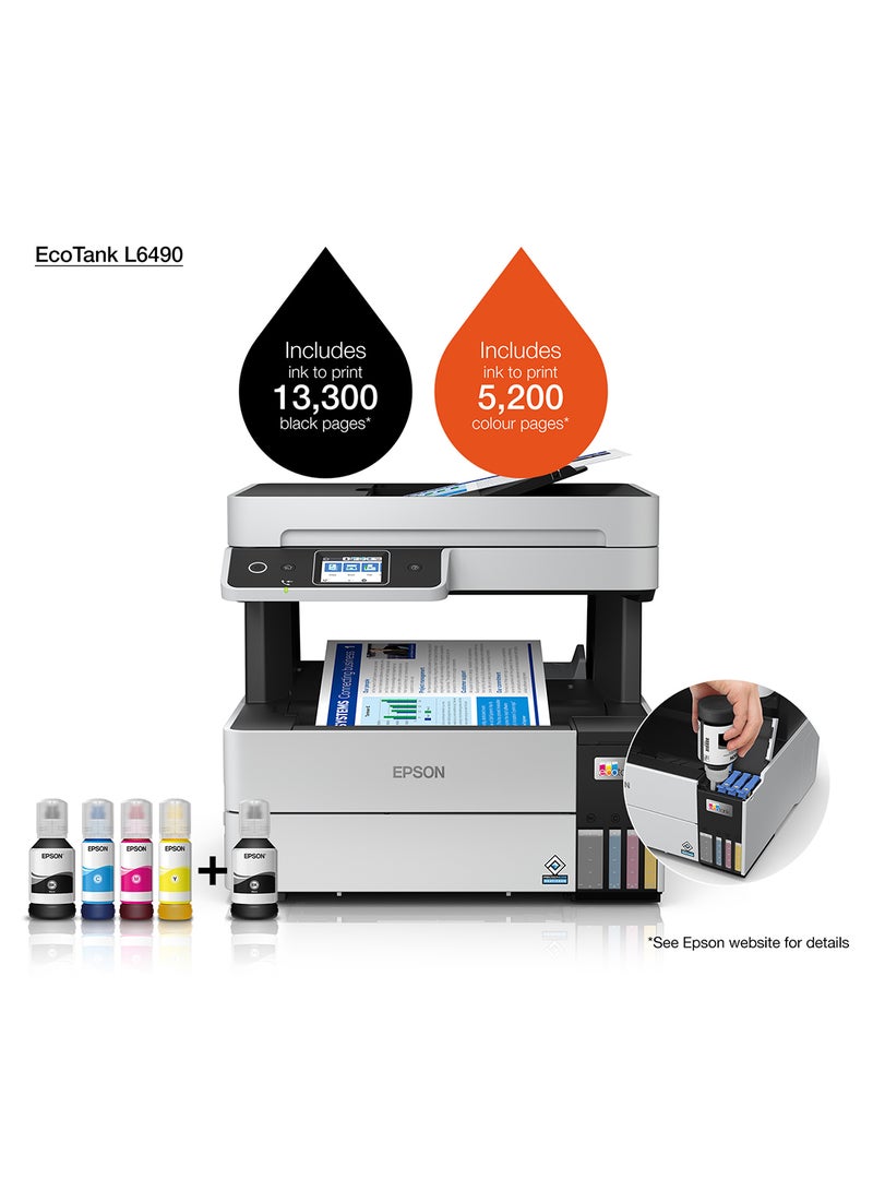EcoTank L6490 Print/Scan/Copy/Fax Wi-Fi Business Printer Black