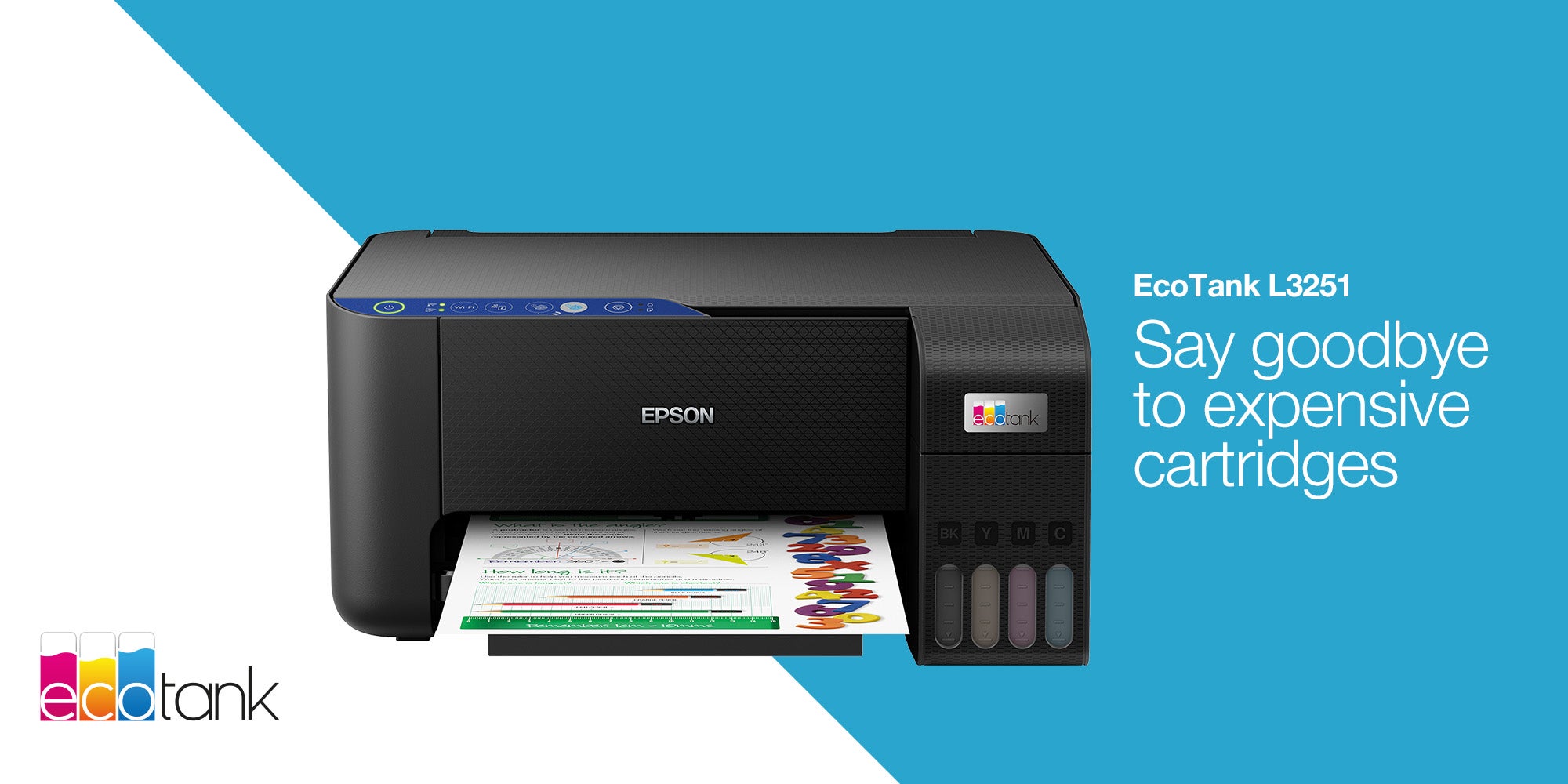 Ecotank L3251 Home Ink Tank Printer, A4 Color 3-in-1 Printer with Wi-Fi Direct, 5760 x 1440 DPI Resolution, 10 Pages/min Print Speed, USB/WiFi, 100 Sheets Paper Tray Capacity Black