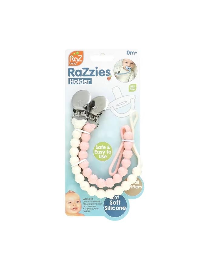 RaZzies Pacifier Holder 0m Pink Beige 2 Holders