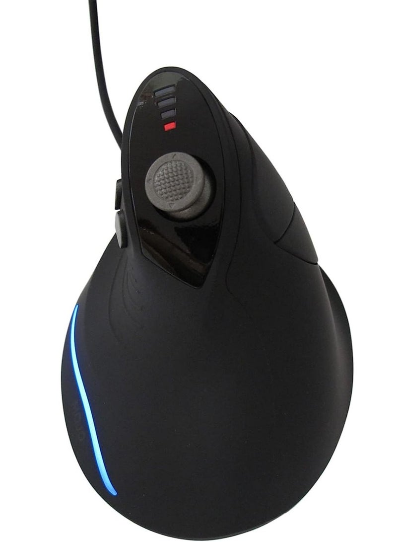 Silent Vertical Gaming Mouse - Ergonomic Mouse for PC Gaming w/ 4 Directional Joystick Buttons, Adjustable DPI (1000-10000), Custom Software, Macros, and More