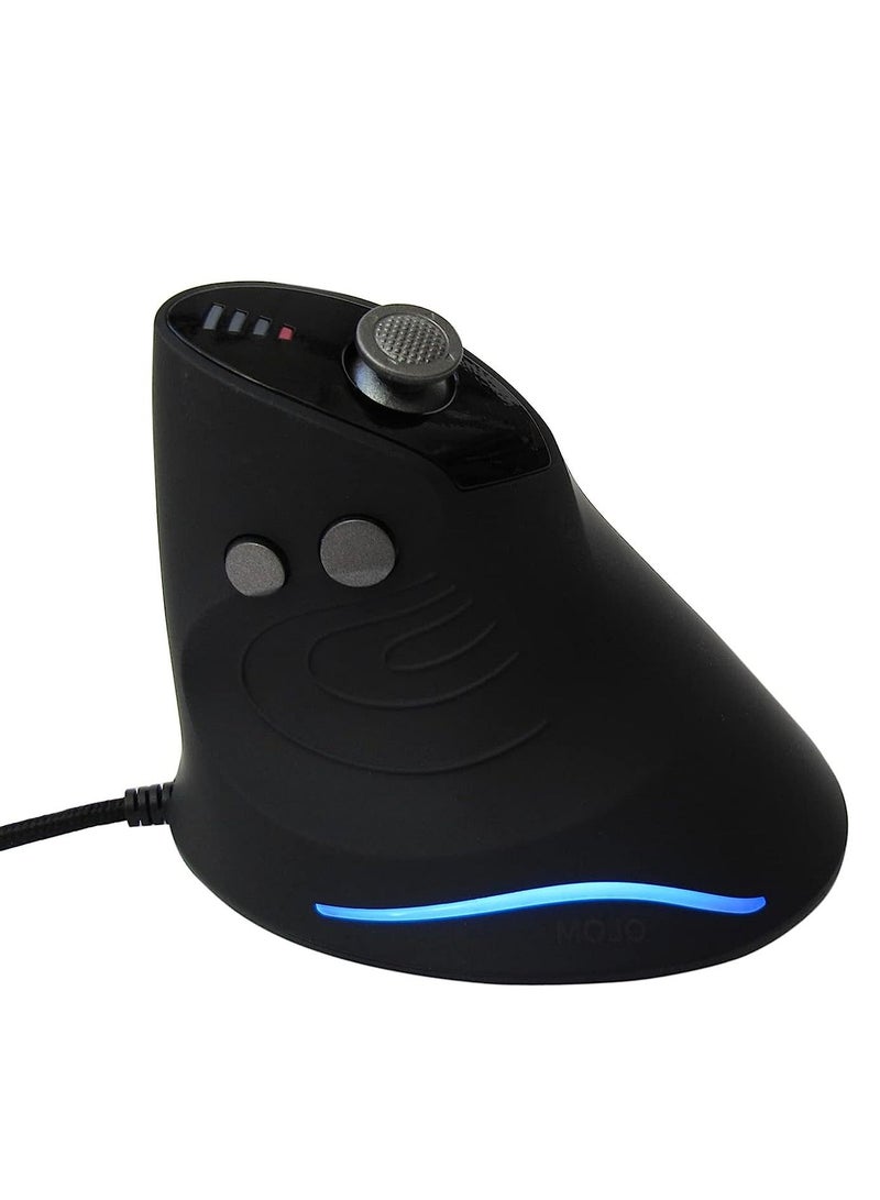 Silent Vertical Gaming Mouse - Ergonomic Mouse for PC Gaming w/ 4 Directional Joystick Buttons, Adjustable DPI (1000-10000), Custom Software, Macros, and More