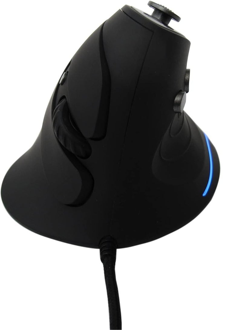 Silent Vertical Gaming Mouse - Ergonomic Mouse for PC Gaming w/ 4 Directional Joystick Buttons, Adjustable DPI (1000-10000), Custom Software, Macros, and More