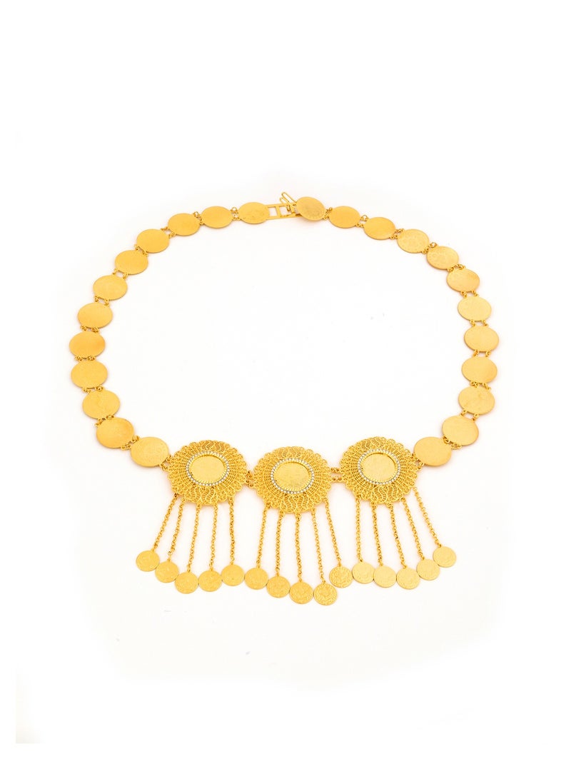 MANDI retro round coin pendant tassel gold-plated belt is suitable for women's daily wear during festivals