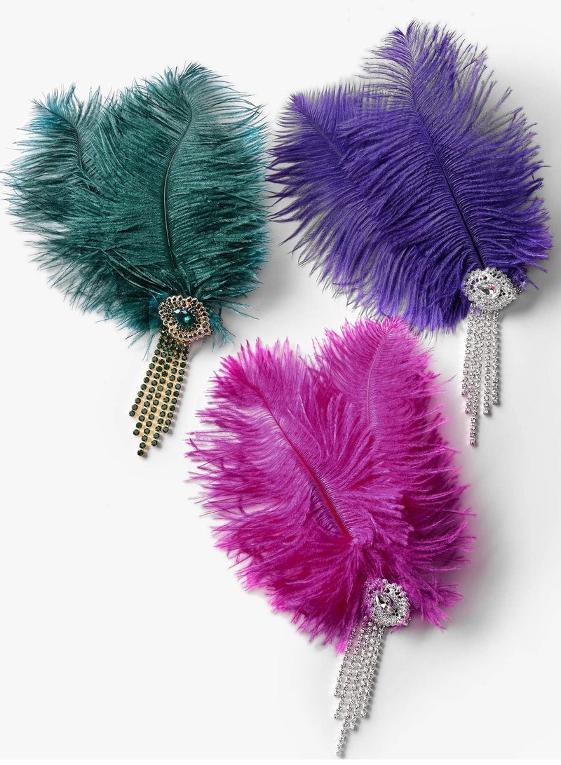 1920's Flapper Headband, Great Gatsby Inspired Feather Headpiece 20s Art Deco Hair Accessories, Purple