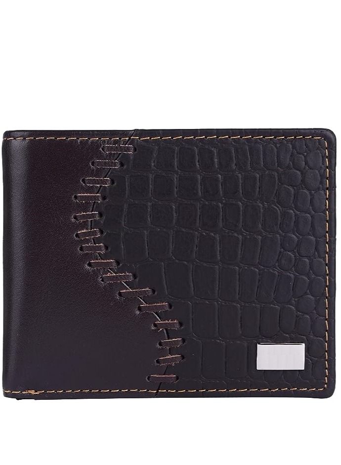 AM LEATHER Wallet for Men-Genuine Leather RFID Blocking Men's Bifold Croco Wallet | Packaging / Product Colour / Style may Vary