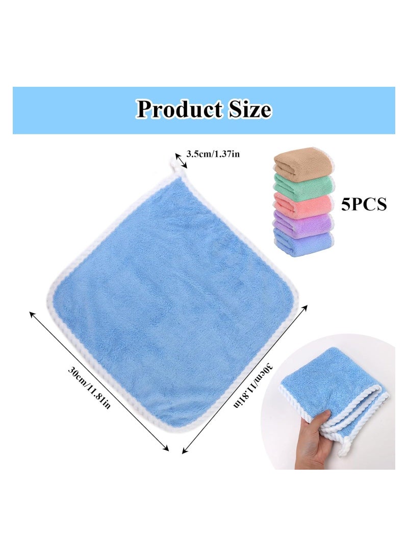 Baby Flannel Wash Face Cloths, 5 Pack Reusable Muslin Cloths for Baby, Super Soft and Gentle on Skin, for Babies and Adults Wipeing and Well Great Face Wash Remove Makeup Remove Dirt 30 * 30cm