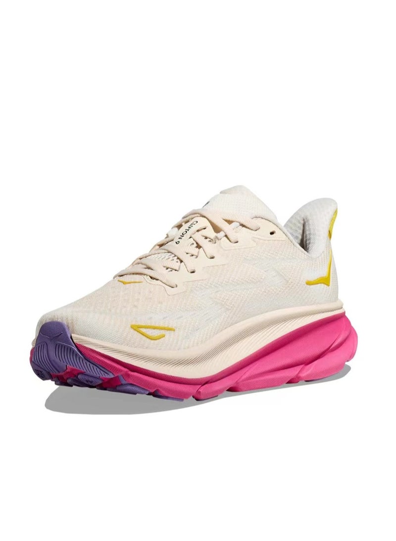 Hoka Outdoor Running Sneakers Beige/Pink/Yellow