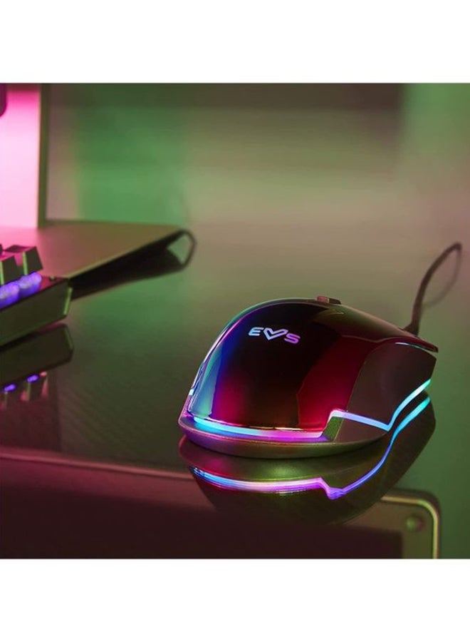 ES Gaming Mouse ESG M3 Neon Mouse Gamer (Mirror Effect, USB Braided Cable, RGB LED Light, 7200 dpi)