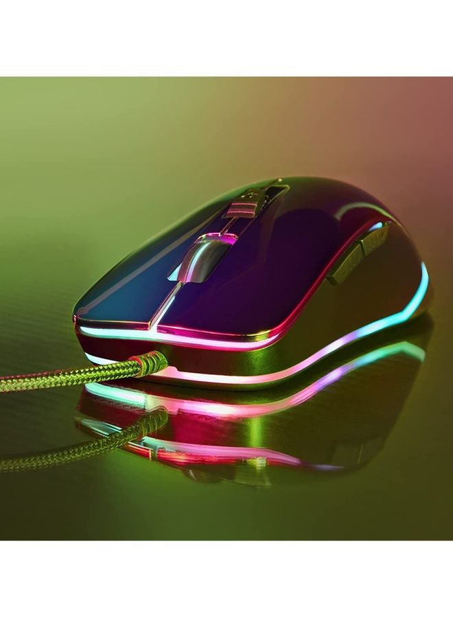 ES Gaming Mouse ESG M3 Neon Mouse Gamer (Mirror Effect, USB Braided Cable, RGB LED Light, 7200 dpi)