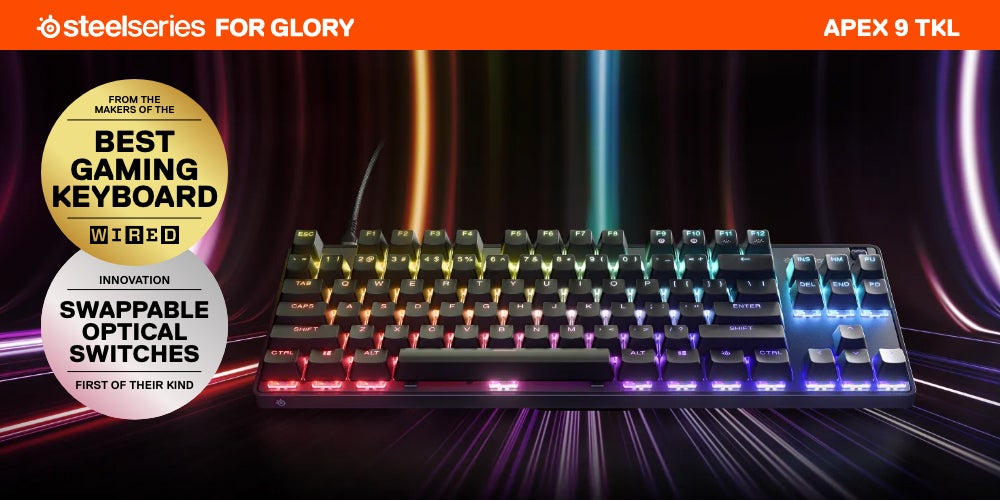 APEX 9 TKL  Gaming Keyboard, Linear OptiPoint Optical Switches, 5 Custom Profiles, 100M Keypresses, Per Key RGB Illumination, US English, Black | 64847