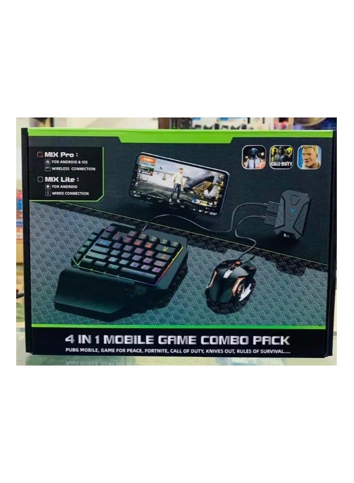 Best 4 in 1 Mobile Gaming Combo Pack Including Keyboard And Mouse for Android