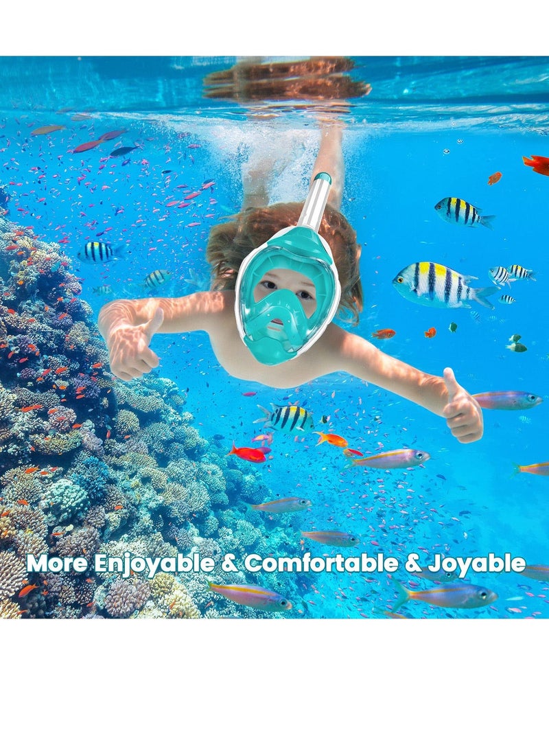 Snorkel Mask, Full Face Snorkel Mask,Snorkeling Gear for Adults Kids,Diving Mask, Mask and Snorkel with Detachable Camera Mount,180 Degree Panoramic View Anti-Leak Anti-Fog