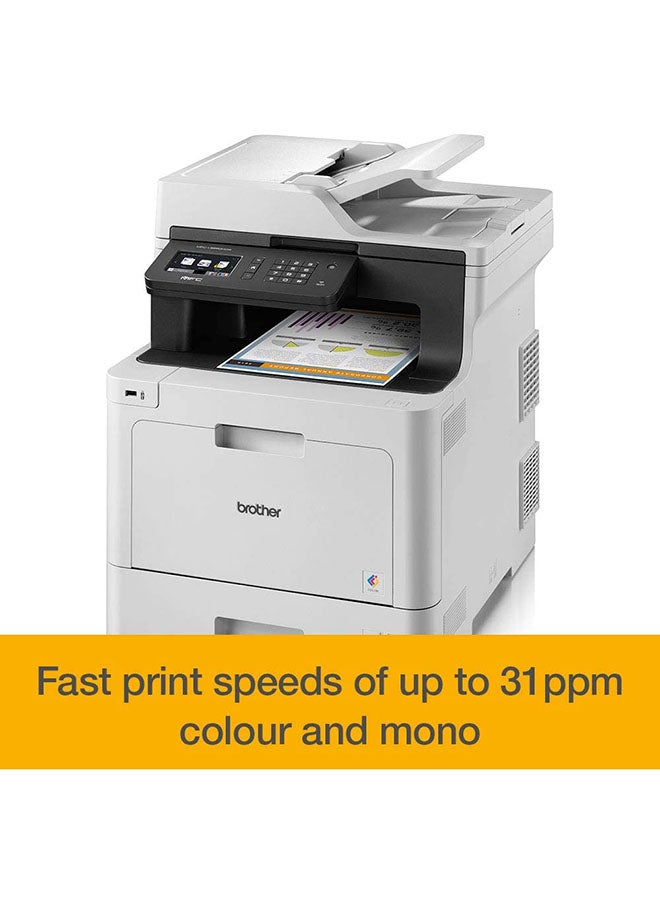 Wireless All In One Laser Printer, MFC-L8690CDW, Full Color Print With Advanced Duplex & Mobile Printing, Gigabit Ethernet, High Yield Ink Toner White