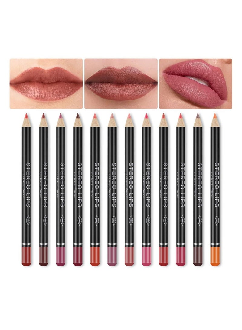 12 Colors Matte Lip Liner Pencil Set Waterproof Long Lasting Lip Liner Lipstick for Women