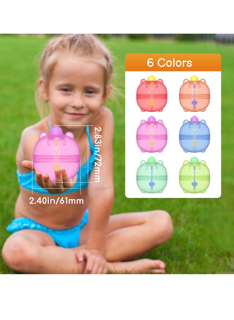 Little Sunshine 6pcs Reusable Water Bomb balloons, Summer Toy Water Toy for Boys and Girls, Pool Beach Toys for Kids ages 3-12, Outdoor Activities Water Games Toys