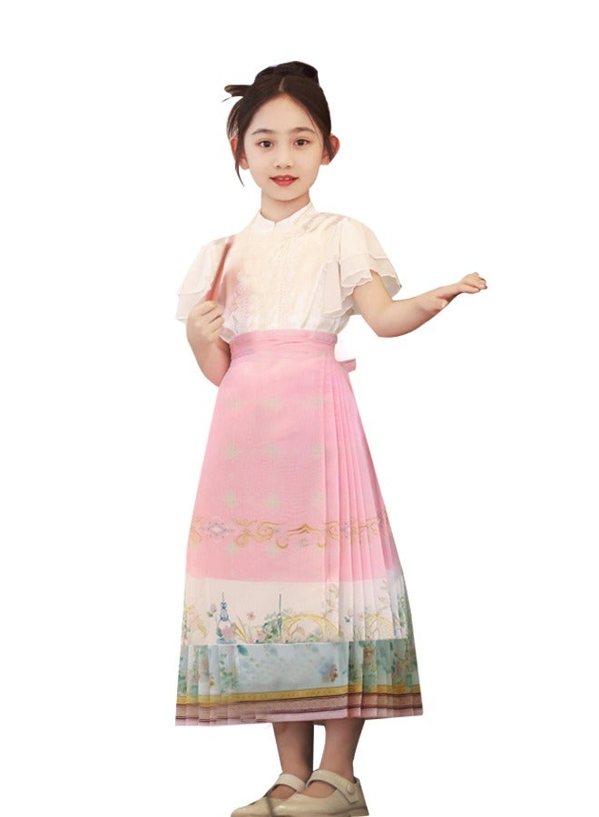 Chinese robe Costume Girls Children Kimono China Traditional Vintage Ethnic Students Chorus Dance Costume Hanfu