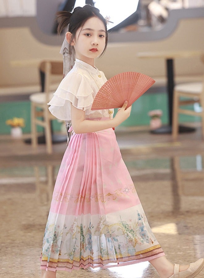 Chinese robe Costume Girls Children Kimono China Traditional Vintage Ethnic Students Chorus Dance Costume Hanfu