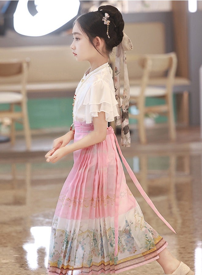 Chinese robe Costume Girls Children Kimono China Traditional Vintage Ethnic Students Chorus Dance Costume Hanfu