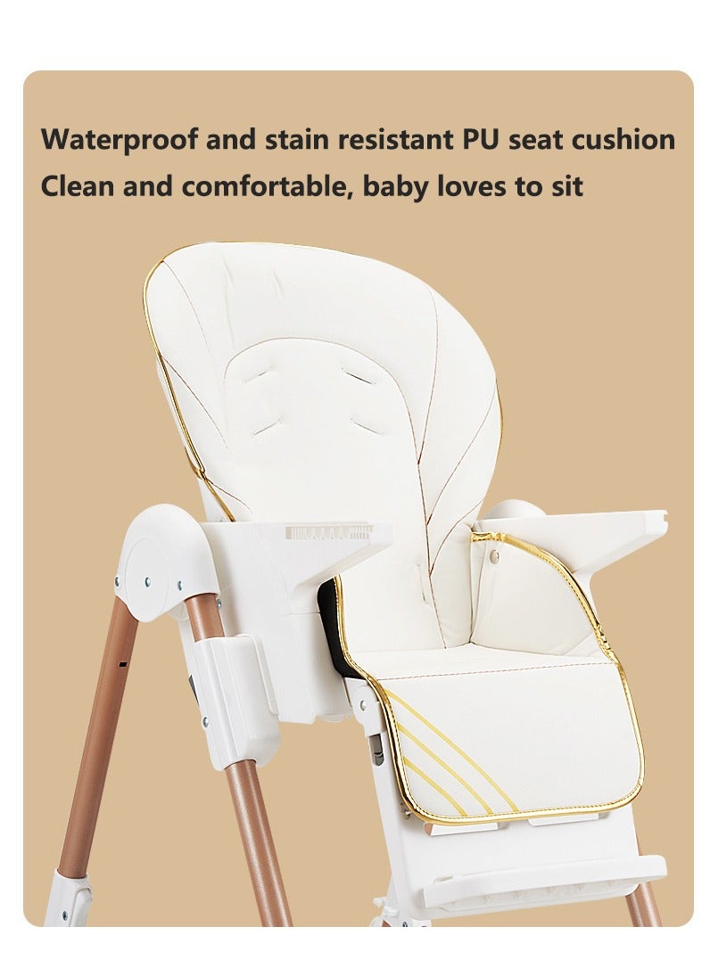 Baby High Chair With 4 Wheels Convertible High Chairs for Babies and Toddlers, Height Adjustable Baby High Chair,Adjustable Backrest and Pedal, Portable Baby Dinning Chair with Lockable Wheels For 6 Months To 6 Years