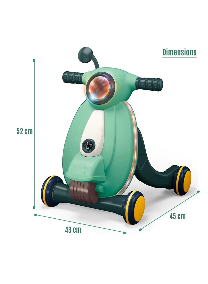 Multifunctional Baby Walker With Light And Music, Fun And Learning Toy - Green