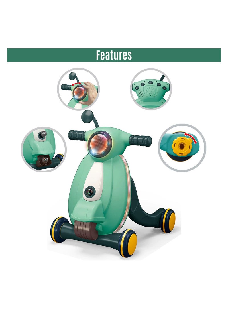 Multifunctional Baby Walker With Light And Music, Fun And Learning Toy - Green