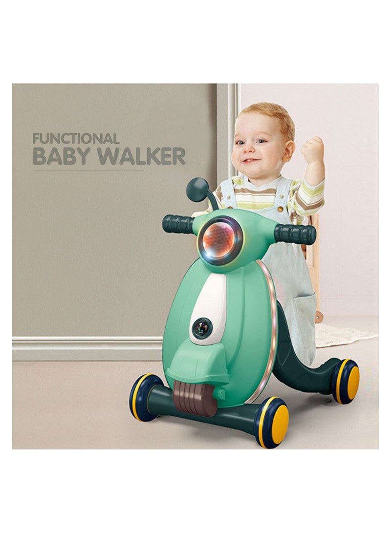 Multifunctional Baby Walker With Light And Music, Fun And Learning Toy - Green