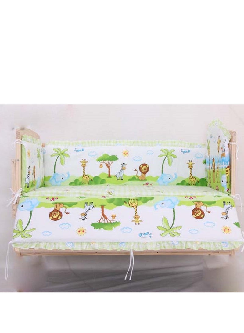 Removable And Washable 6 Pieces Set Animals Printed Cotton Crib Bumper Protector For Newborn